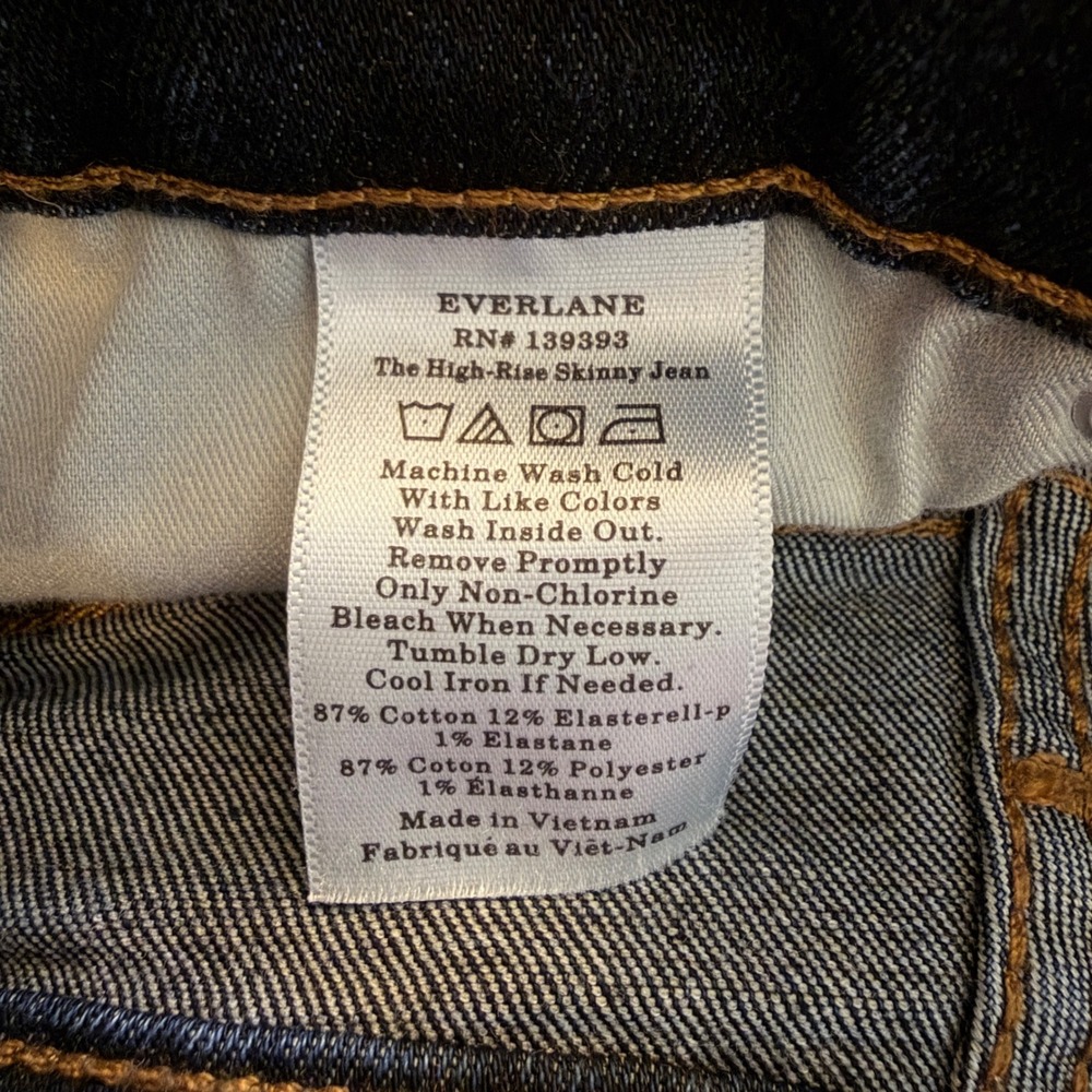 Everlane High Rise Skinny Jean Women 25 Tall Dark Indigo Blue Stretch Denim 4426 - Picture 7 of 9